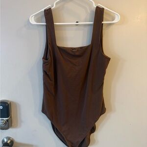 Classic Brown Square Neck One-Piece Bodysuit